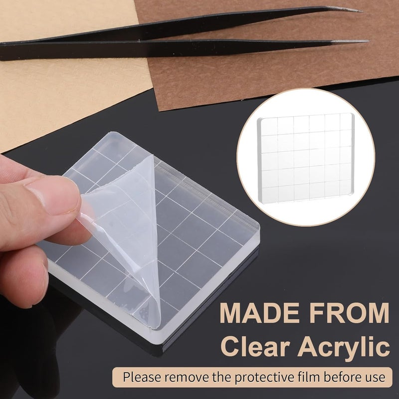 Clofiak 6Pcs Acrylic Stamp Blocks for Stamping, Clear Acrylic Stamping Blocks Set with Grid Lines Stampings Tool for Crafting Scrapbooking Crafts, Making DIY Craft Assorted Sizes - Image 4